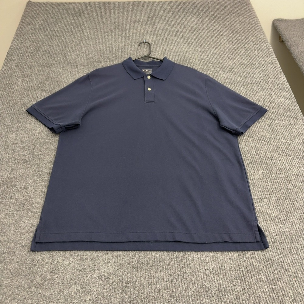LL Bean Polo Shirt Mens XL Blue Cotton Short Sleeve Traditional Fit Classic